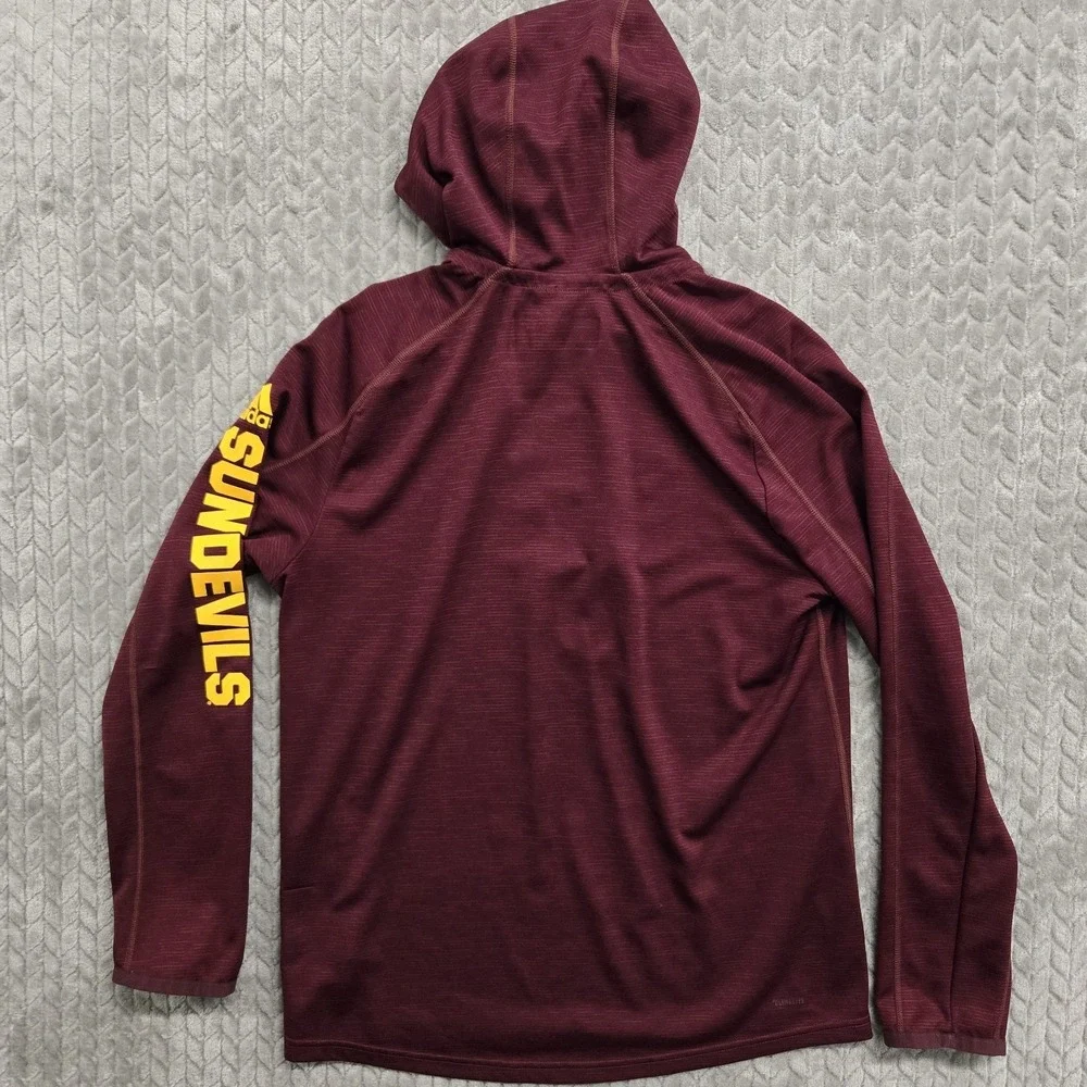 Adidas ASU Sun Devils Men Medium Maroon Climalite Pitchfork Hoodie‎ Shirt